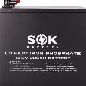 Batterie au lithium - SOK - 12V 206AH, Bluetooth, auto-chauffante avec boitier de métal
