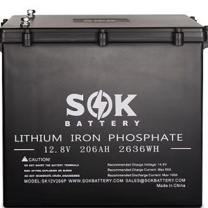 Batterie au lithium - SOK - 12V 206Ah, Bluetooth et auto-chauffante avec boitier de plastique